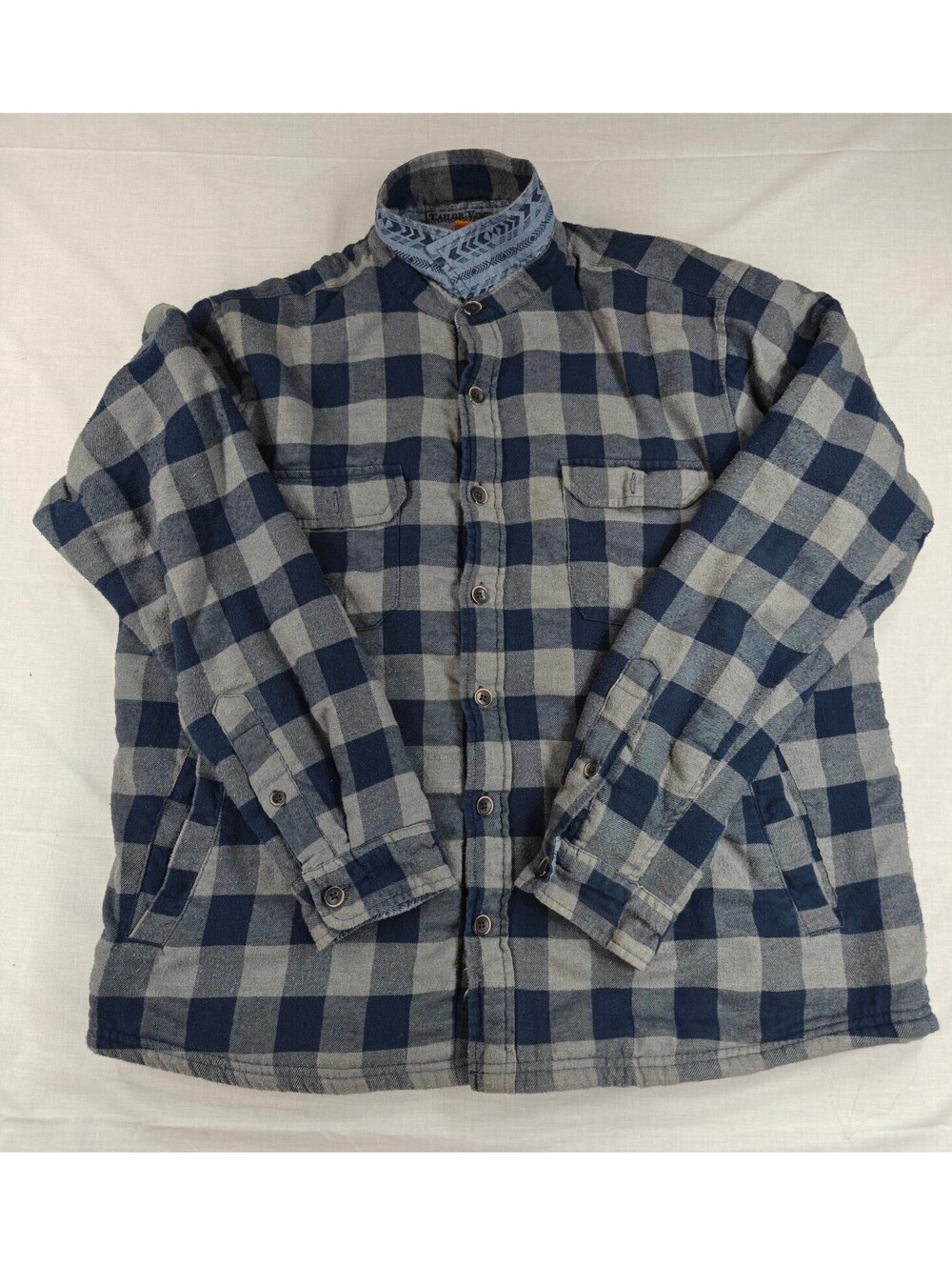 Cactus Man Men’s XL Blue Gray Plaid Sherpa Lined Flannel Shirt Jacket Shacket